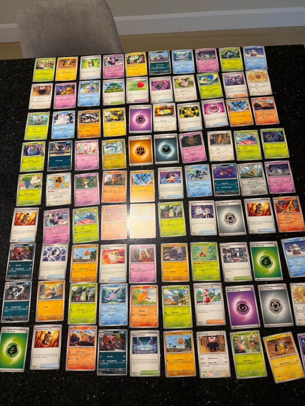 90 Pokemon Trading Cards Lot + Poster